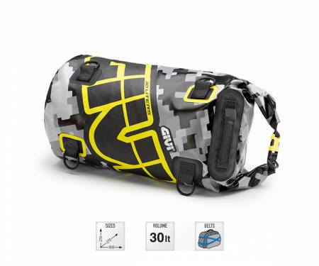 EA114CM Waterproof roller bag for saddle or GIVI EA114FL 30 lt gray/yellow luggage rack