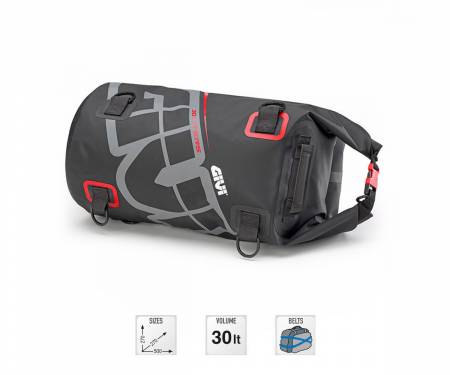 EA114GR Waterproof roller bag for saddle or GIVI EA114FL 30 lt gray / red luggage rack