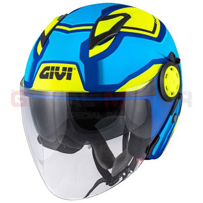 Casco Uomo 12.3 Stratos Moto Givi Helmet Jet Blu - Metallico - Giallo H123FSDLL