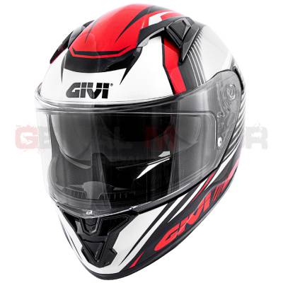 Casque Homme 50.6 Stoccarda Moto Givi Helmet Uomo Visage Complet Noir Poli - Rouge H506FGDBR
