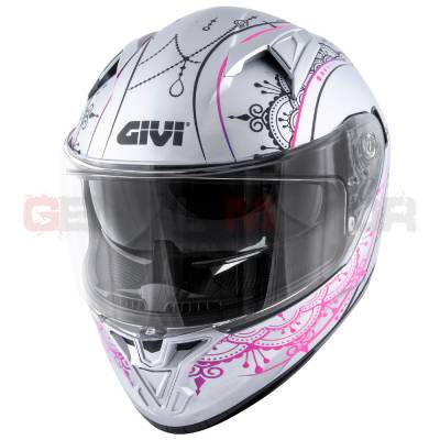 Casque Femme 50.6 Stoccarda Moto Givi Helmet Donna Visage Complet Argent - Rose H506FMDSP