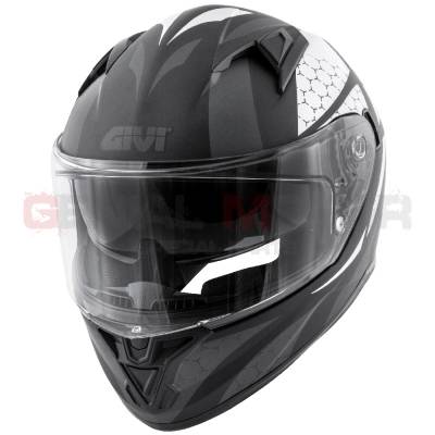Givi Helm Mann 50.6 Stoccarda Full-gesicht Helmet Schwarz Undurchsichtig - Silber H506FPSBS