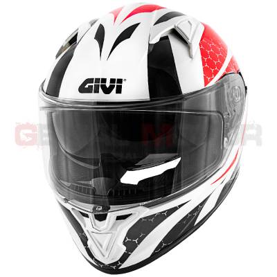 Casque Homme 50.6 Stoccarda Moto Givi Helmet Uomo Visage Complet Rouge Poli - Noir H506FPSRB