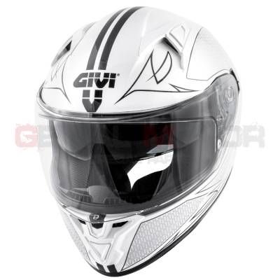 Casque Homme 50.6 Stoccarda Moto Givi Helmet Uomo Visage Complet Blanc Brillant - Noir H506FSNWB
