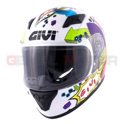 Casque Enfant Male/femelle Junior 4 Moto Givi Helmet Bambino / Bambina Visage Complet Graphics Up Blanc Brillant HJ04FB910