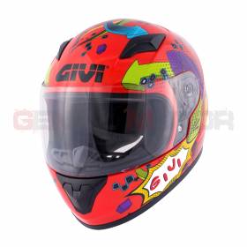 Casco Bambino / Bambina Junior 4 Moto Givi Helmet Integrale Grafica Su Rosso Lucido HJ04FR300