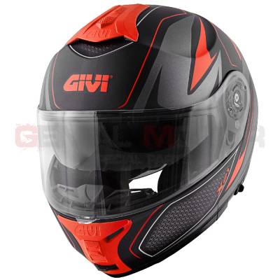 Givi Helmet Man X21 Challenger Flip-up Black - Titanium - Red HX21FSHBR