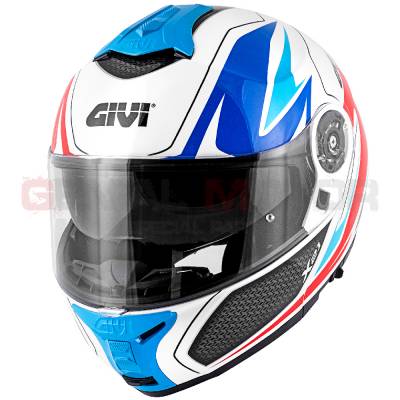 Casque Homme X21 Challenger Moto Givi Helmet Uomo Flip-up Blanc - Bleu - Rouge HX21FSHWL