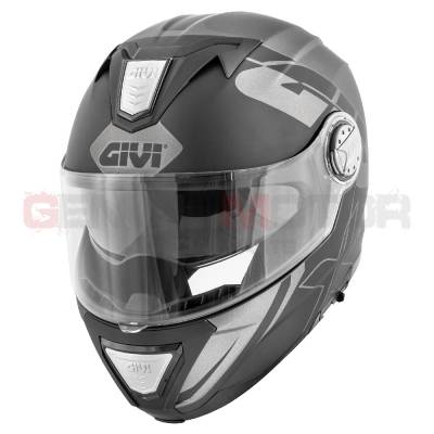 Givi Helmet Man X23 Sidney Grafica Flip-up Titanium - Black HX23FECTB