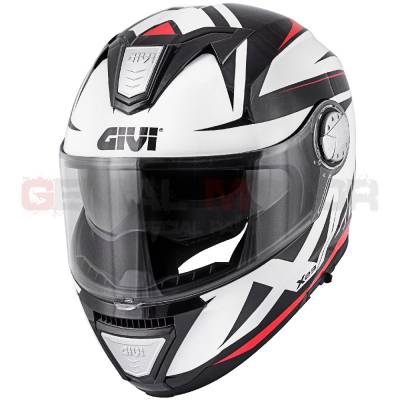 Casco Uomo X23 Sidney Moto Givi Helmet Apribile Pointed Nero - Bianco - Rosso HX23FPTBK