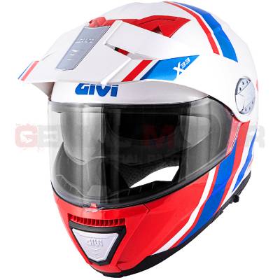 Casque Homme X33 Canyon Division Moto Givi Helmet Uomo Flip-up Blanc - Rouge - Bleu HX33FDVWR
