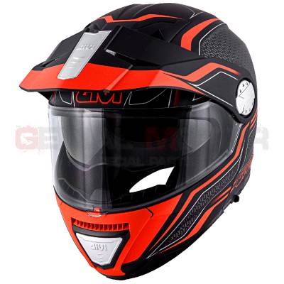 Casque Homme X33 Canyon Moto Givi Helmet Uomo Flip-up Layers Noir - Orange HX33FLYBE
