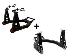 Front and Rear Aluminum Paddock Stands With Fork Supports - Adjustable Paddock Stand for BENELLI TRK 702 / X 2023 > 2024
