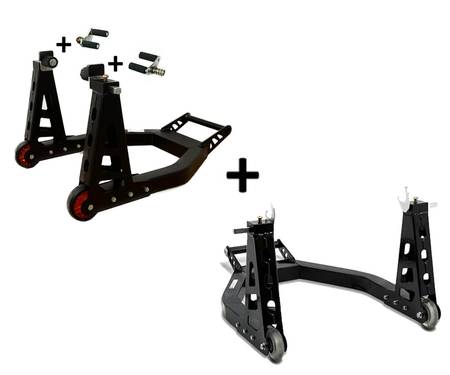 ASA + PFA Front and Rear Aluminum Paddock Stands With Fork Supports - Adjustable Paddock Stand for YAMAHA FZ6 / FAZER 2004 > 2007