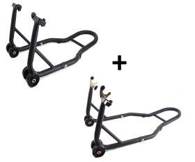 Front + Rear Paddock Stands Under Fork supports for Pawls Adjustable Motorcycle Lift APRILIA RSV4 2009 > 2020
