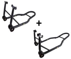 Front + Rear Paddock Stands with Supports under the fork and in Vulcanized rubber - Adjustable