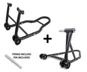 Front + Rear Motorcycle Paddock Stand black Single Swing Arm for MV AGUSTA BRUTALE 1090 2009 > 2019