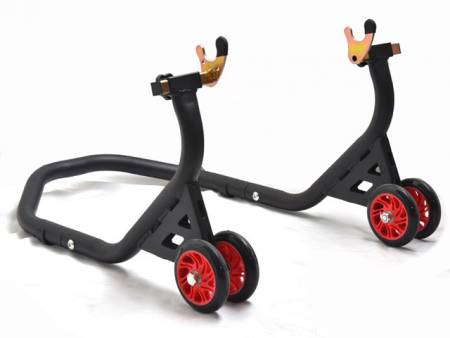 PFT Rear Lift-up Stand moto with fork for pawls supports Universal Rubber wheels