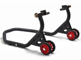 Rear Lift-up Stand moto with Rubber Plate Supports Universal Rubber Wheels