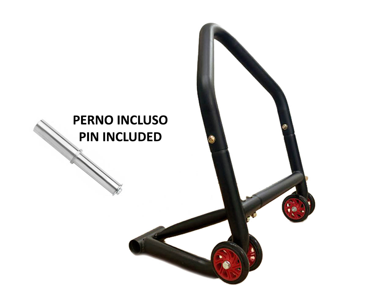 Rear Motorcycle Paddock Stand Adjustable Rubber weels Black Universal 