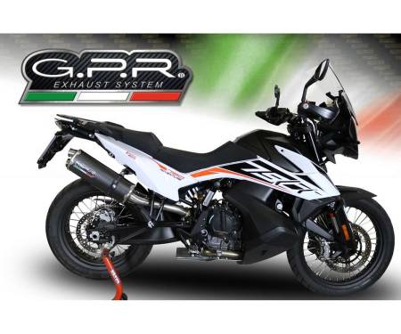 E5.KT.108.DUAL.PO Exhaust Muffler GPR Dual Poppy Approved Carbon look for Ktm Adventure 790 2021 > 2024