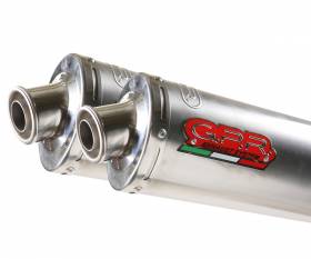 Brushed Stainless steel GPR Pair of Flanged Exhaust Mufflers Inox oval Approved for Kawasaki Zx-10R 2006 > 2007