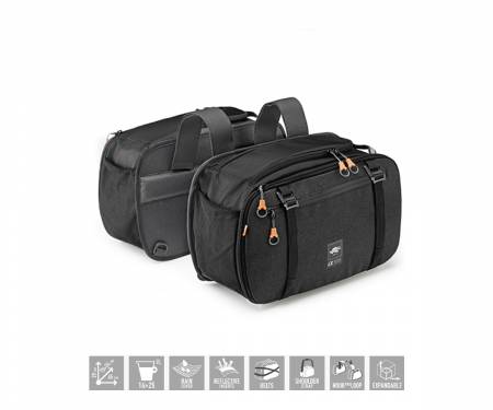 Pair of KAPPA AH202BK Black Line extendable side bags for ALPHA motorcycles