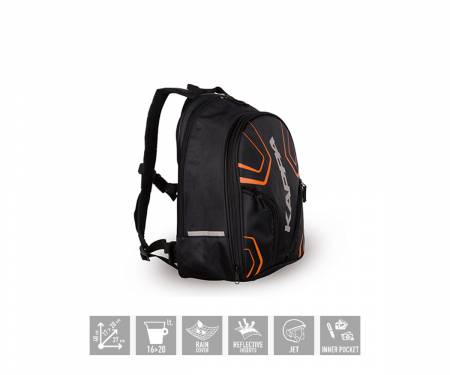 Backpack 16/20 lt. Black / orange color soft bag KAPPA LH210OR for motorcycles