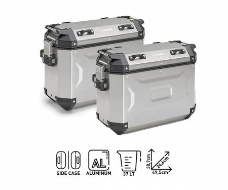 KFR37APACK2 + KLOR7412CAM Pair Side Cases Alum 37 KAPPA KFR37APACK2 Suitcase holder DUCATI Multis 950 S 2019 > 2021