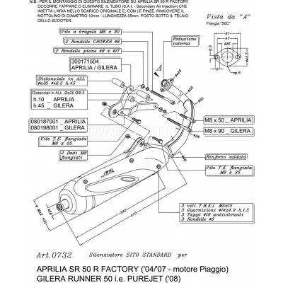 Aprilia Sr 50 R Factory Piaggio Engine 2004 > 2012 Leovince Systeme D Echappement Complet Sito Acier 0732