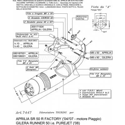 Aprilia Sr 50 R Factory Piaggio Engine 2004 > 2012 Leovince Systeme D Echappement Complet Touring Acier 7447