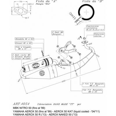 4054B Complete Exhaust System Leovince Hand Made Tt Black Alu Mbk Nitro 1998 > 1999