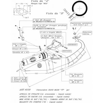 4039 Complete Exhaust System Leovince HM Tt Alu Aprilia Sr Stealth/Racing 1998 > 2002