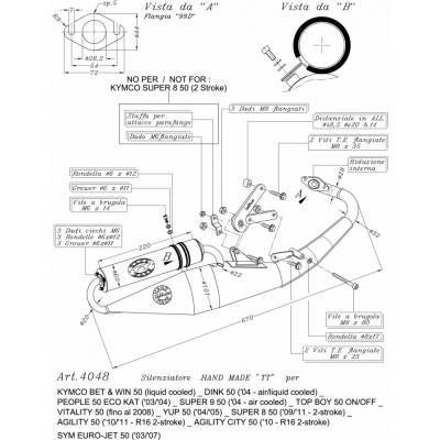 4048 Complete Exhaust System Leovince HM Tt Alu Kymco Super 8 50 2 Stroke 2009 > 2012