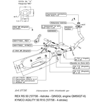 0736 Complete Exhaust System Leovince Sito Steel Peugeot V Click 4 Stroke 2007 > 2012