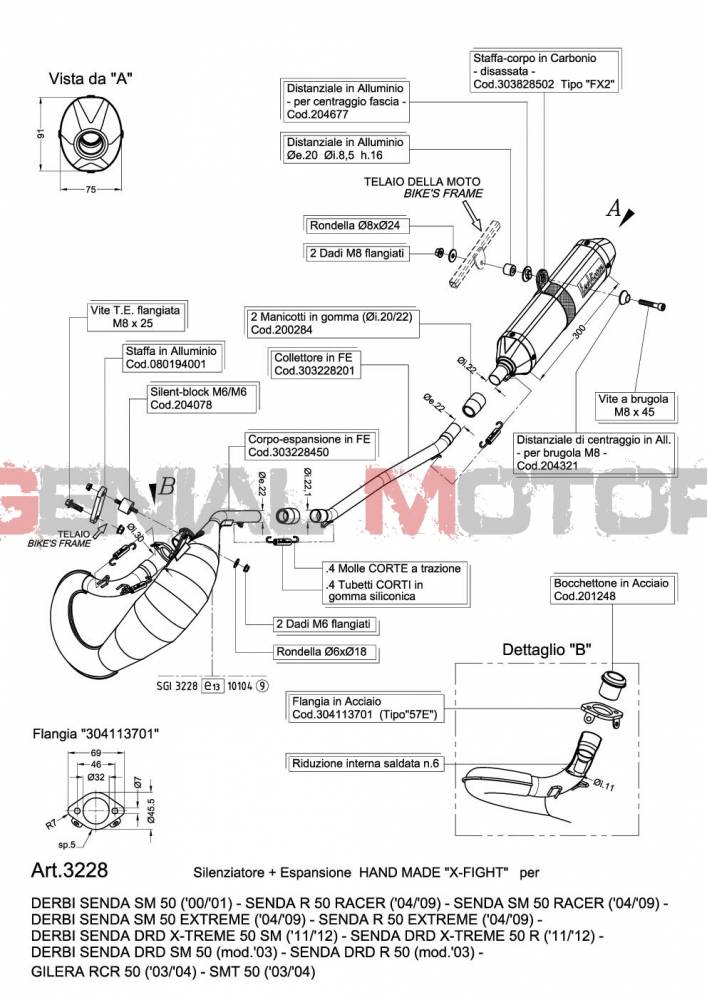 3228 Complete Exhaust System Leovince X-Fight Steel Gilera Gilera Rcr 50 2003 > 2004