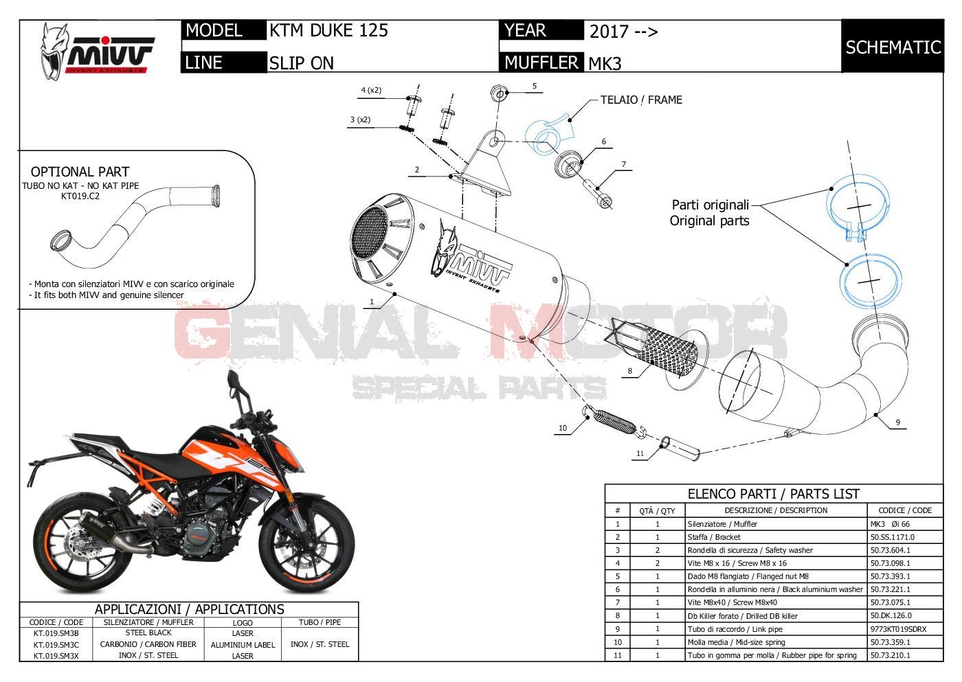 Mivv Exhaust Muffler MK3 Carbon for KTM 125 DUKE 2017 > 2019
