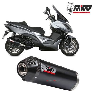 O.010.LVC Mivv Exhaust Muffler Oval Black Black inox with Carbon Cap for KYMCO XCITING 400I 2013 > 2020