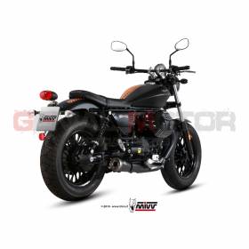 Mivv Exhaust Mufflers Ghibli Black Steel for Moto Guzzi V9 Bobber Roamer 2016 > 2022