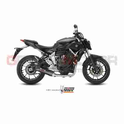 Y.044.L3C Mivv Complete Exhaust Oval Carbon with Carbon Cap for Yamaha Mt-07 2014 > 2020
