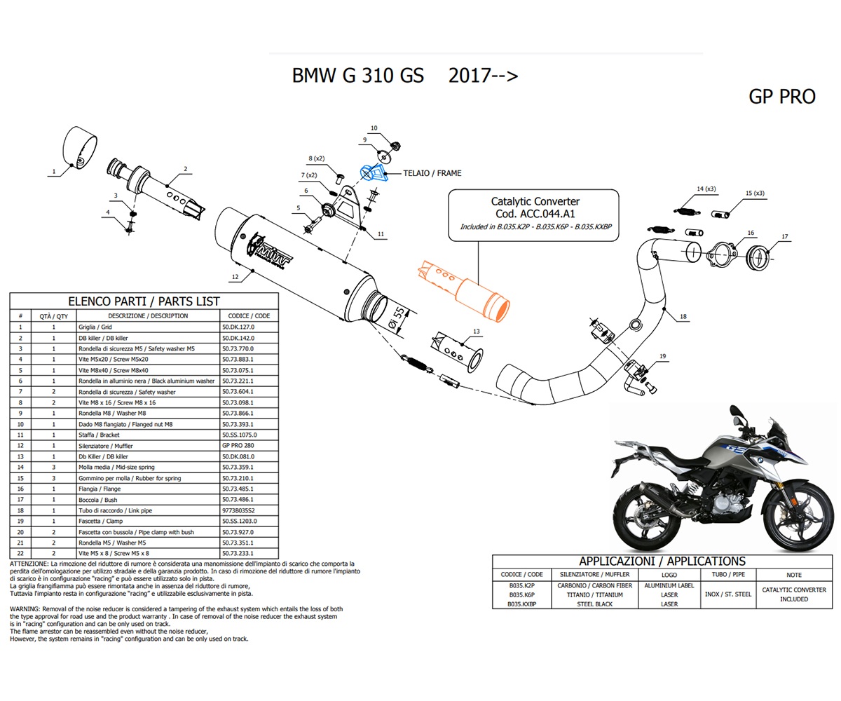 Exhaust Muffler Kat Mivv Gp Pro Steel Black Bmw G 310 Gs 17 Ebay