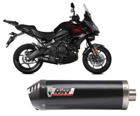 Full System Exhaust Mivv OVAL Black Inox with Carbon End Cap for KAWASAKI Versys 650 2021 > 2024