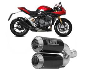 2 Exhaust Mufflers Mivv MK3 Carbon for TRIUMPH SPEED TRIPLE 1200 RR / RS 2021 > 2024