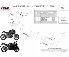 Scarico Completo Racing MIVV MK3 In Carbonio, No Catalizzatore, Per Yamaha MT-125 2020-2022, Fatto In Italia, Db-killer Rimovibile