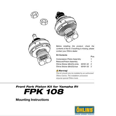 FPK108 Yamaha Yzf R1 2009-2013 Ohlins Accessoires Fpk 108