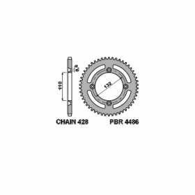 4486 49 L Corona PBR Passo 428 - 46 > 54 Denti per KTM SX 2018 > 2020