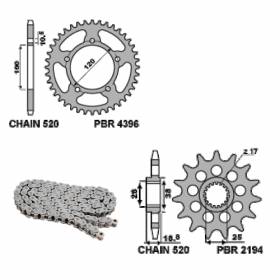 EK1130G Chain and Sprockets Kit 16 / 41 / 520 PBR APRILIA RSV4 2016 > 2021