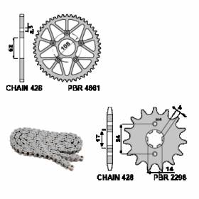 EK1140 Chain and Sprockets Kit 14 / 58 / 428 PBR VALENTI M01 2015 > 2020