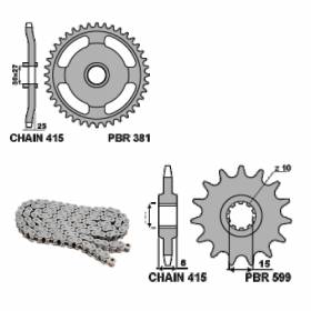 EK1155 Chain and Sprockets Kit 13 / 37 / 415 PBR MALAGUTI FIFTY EVOLUTION 1991 > 1998