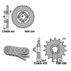 EK1158 Chain and Sprockets Kit 13 / 48 / 415 PBR MALAGUTI MRX ENDURO 1987 > 1991